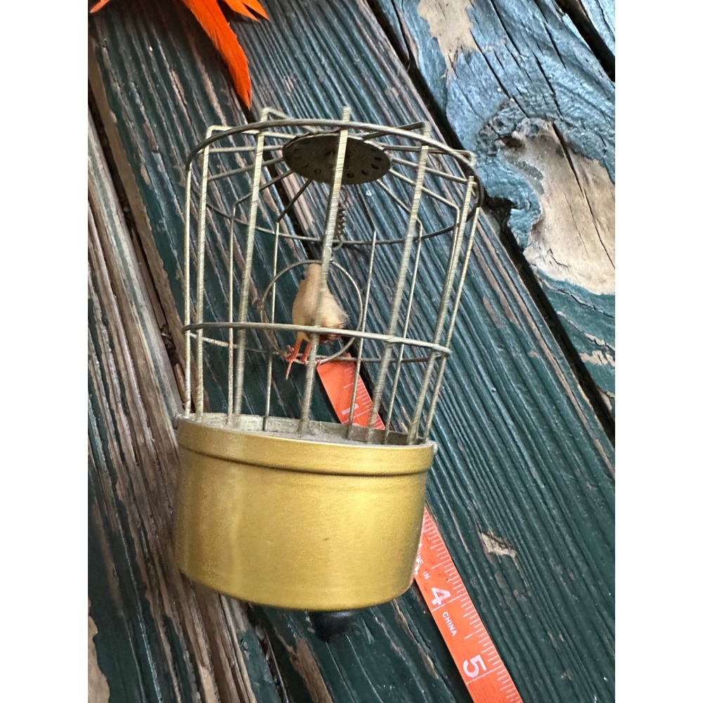 Vintage Saezuri Transistorized Singing Bird Cage Made in Japan Gold Tone A4308
